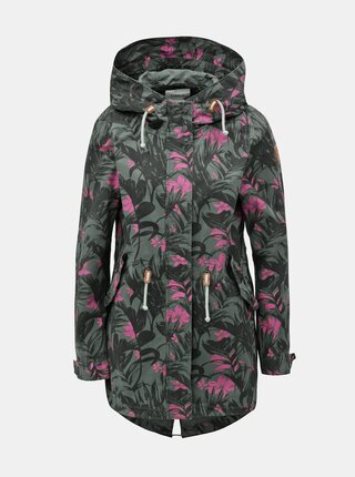 Khaki květovaná lehká parka s potiskem ONLY New Demi