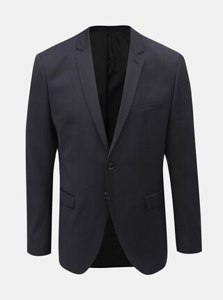 Tmavě modré oblekové slim sako s příměsí vlny Selected Homme Lobill