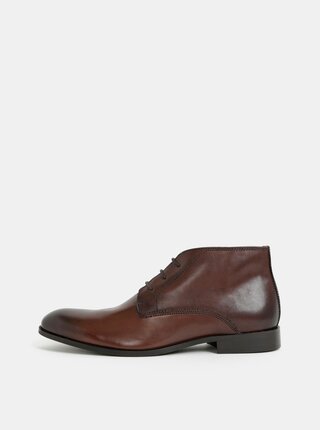 Ghete barbatesti maro inchis din piele Burton Menswear London