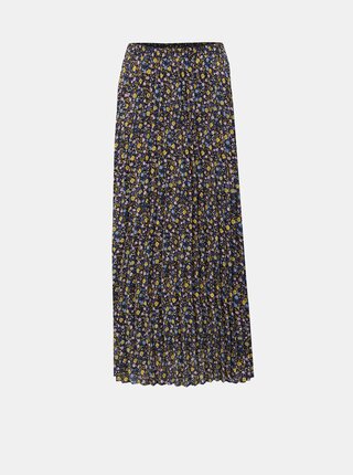 Fusta maxi plisata albastru-galben florala ONLY Phoebe