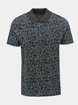 Modro-černé květované slim fit polo tričko Jack & Jones Canton