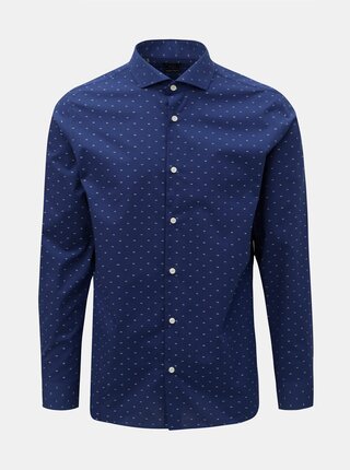 Camasa formala albastru inchis slim fit cu model Selected Homme Sel-Walker