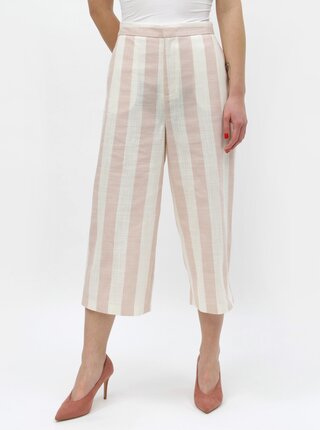 Krémovo-růžové pruhované culottes ONLY Nanna