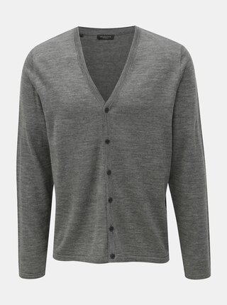 Cardigan gri din lana merino Selected Homme Thom