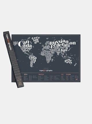 Harta neagra razuibila de perete Luckies Typogeography