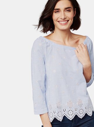 Bluza albastru deschis in dungi cu madeira Tom Tailor