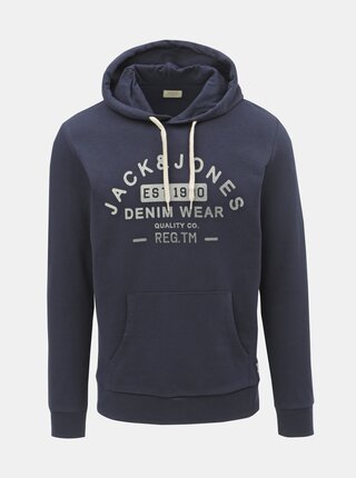 Hanorac albastru inchis cu imprimeu Jack & Jones Jeans