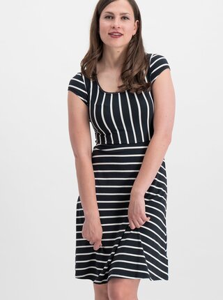 Rochie neagra in dungi Blutsgeschwister Logo Stripe