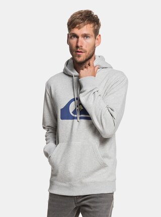 Světle šedá žíhaná mikina s potiskem Quiksilver