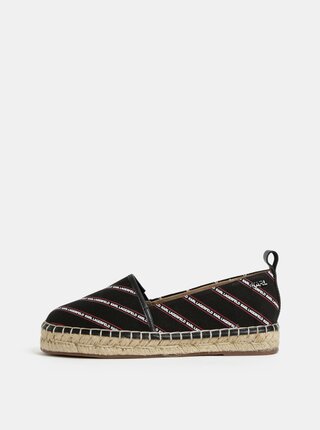 Čierne espadrilky s koženými detailmi KARL LAGERFELD Kamini