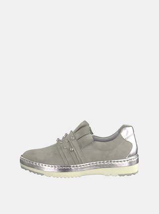 Pantofi slip on gri din piele intoarsa Tamaris Tila