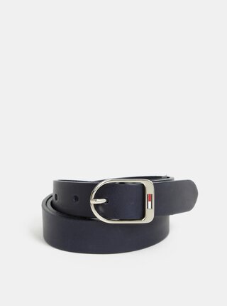 Tmavě modrý dámský kožený pásek Tommy Hilfiger