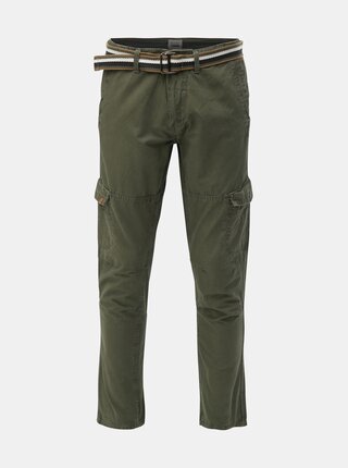 Khaki regular fit kalhoty s kapsami a páskem Blend