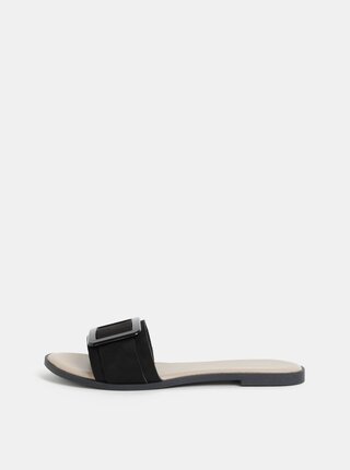 Čierne šľapky v semišovej úprave so sponou Dorothy Perkins