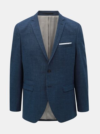 Tmavě modré oblekové slim fit sako s příměsí vlny a lnu Selected Homme Buffalo