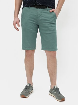 Pantaloni scurti verzi slim fit cu model si curea Lindbergh