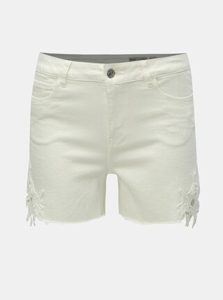 Pantaloni scurti crem slim fit din denim cu dantela VERO MODA Seven