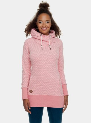 Hanorac lung roz de dama cu model Ragwear Lilah Zig Zag