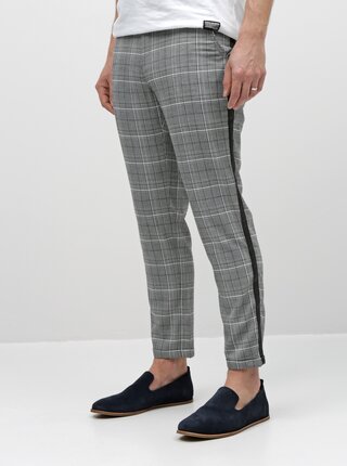 Šedé kostkované zkrácené chino kalhoty Shine Original