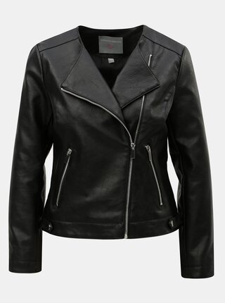 Jacheta neagra din piele sintetica Dorothy Perkins Petite