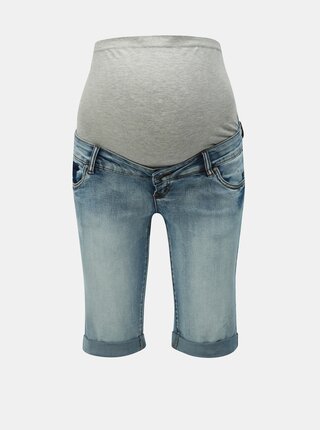 Modré džínové těhotenské slim fit kraťasy Mama.licious