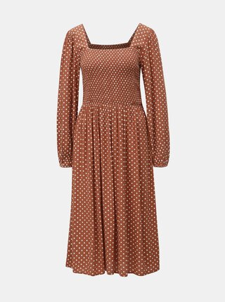 Hnedé bodkované midišaty Dorothy Perkins