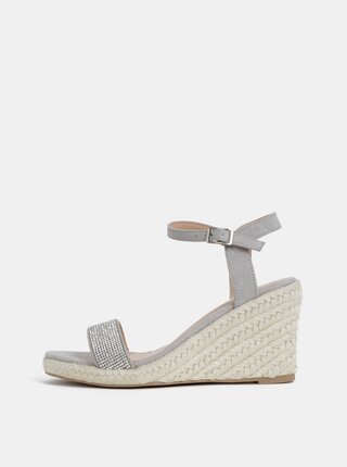 Světle šedé sandálky v semišové úpravě na klínku Dorothy Perkins
