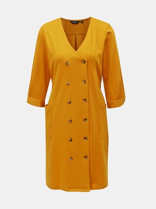 Hořčicové košilové šaty s kapsami Dorothy Perkins