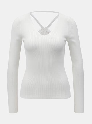 Tricou alb cu striatii si dantela la spate Miss Selfridge