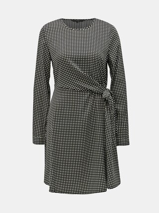 Černo-bílé kostkované šaty s mašlí VERO MODA Square
