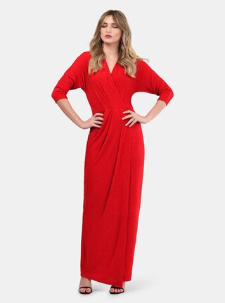 Rochie maxi rosie stralucitoare in dungi Closet