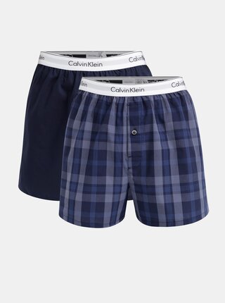 Sada dvou pánských modrých slim fit trenýrek Calvin Klein Underwear