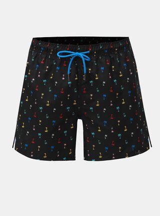 Bermude barbatesti negre cu model Happy Socks Palm Beach