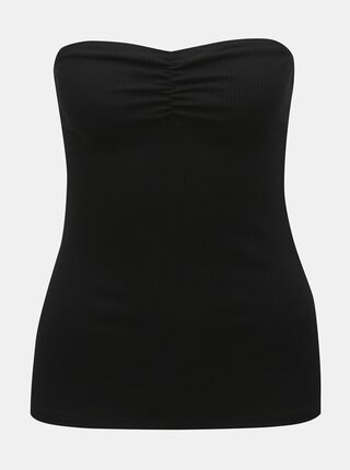 Černý žebrovaný top bez ramínek Dorothy Perkins