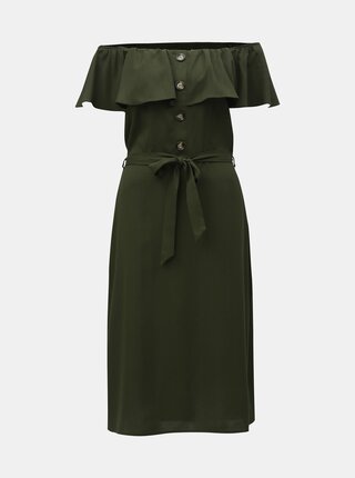 Tmavě zelené šaty s odhalenými rameny Dorothy Perkins