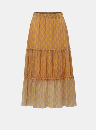 Fusta midi oranj cu model Noisy May Ginny