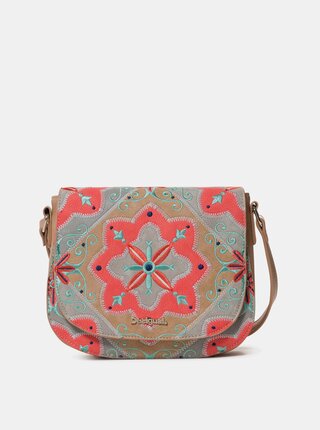 Červeno-hnědá crossbody kabelka s výšivkami Desigual Mary