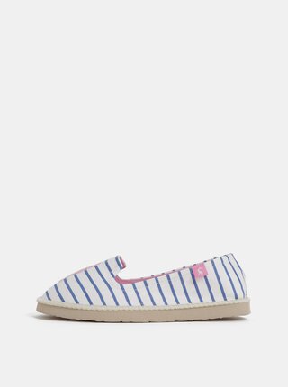 Pantofi slip on albi in dungi de dama cu broderie Tom Joule