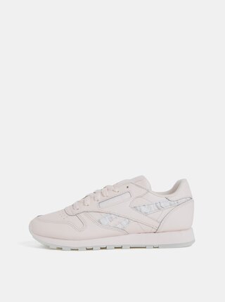 Světle růžové dámské kožené tenisky Reebok CL LTHR