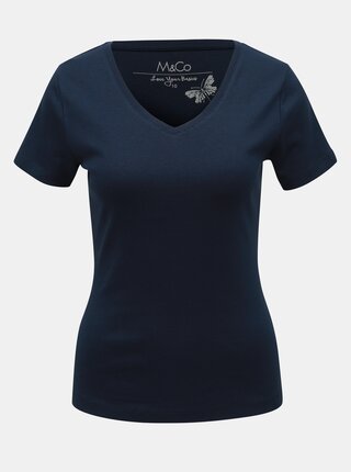 Tmavě modré basic tričko M&Co
