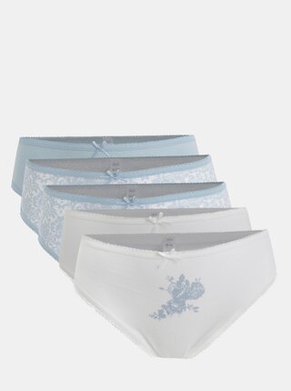 Set de 5 chiloti alb-albastru M&Co