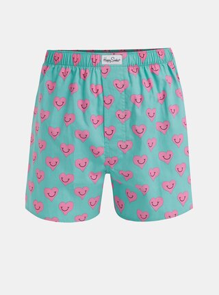 Růžovo-zelené trenýrky Happy Socks Smiley Heart