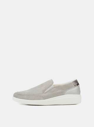 Šedé dámské semišové slip on Geox Tahina
