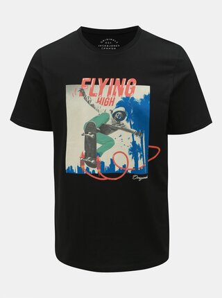 Tricou negru slim fit Jack & Jones Art