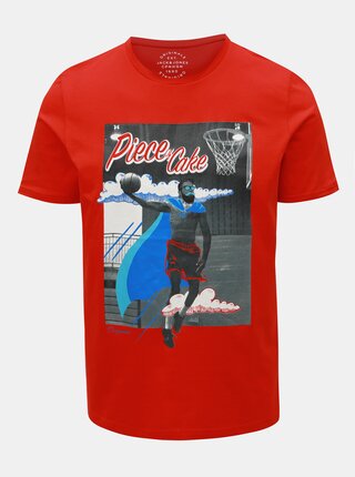 Tricou rosu slim fit Jack & Jones Art