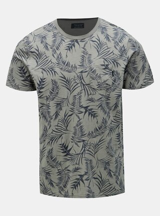 Tricou gri slim fit cu model si buzunar Jack & Jones Sean