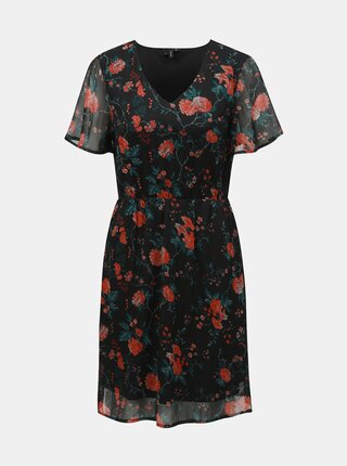 Červeno-černé květované šaty VERO MODA Wonda