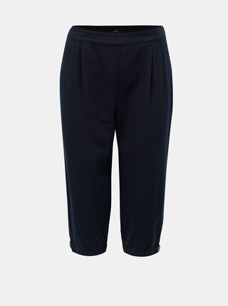 Tmavě modré lněné 3/4 kalhoty VERO MODA Anna