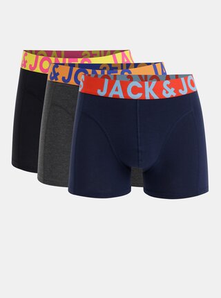 Set de 3 boxeri negru, albastru si gri Jack & Jones