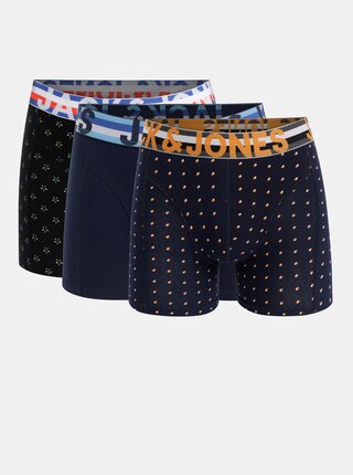 Sada tří boxerek v černé a tmavě modré barvě s potiskem Jack & Jones